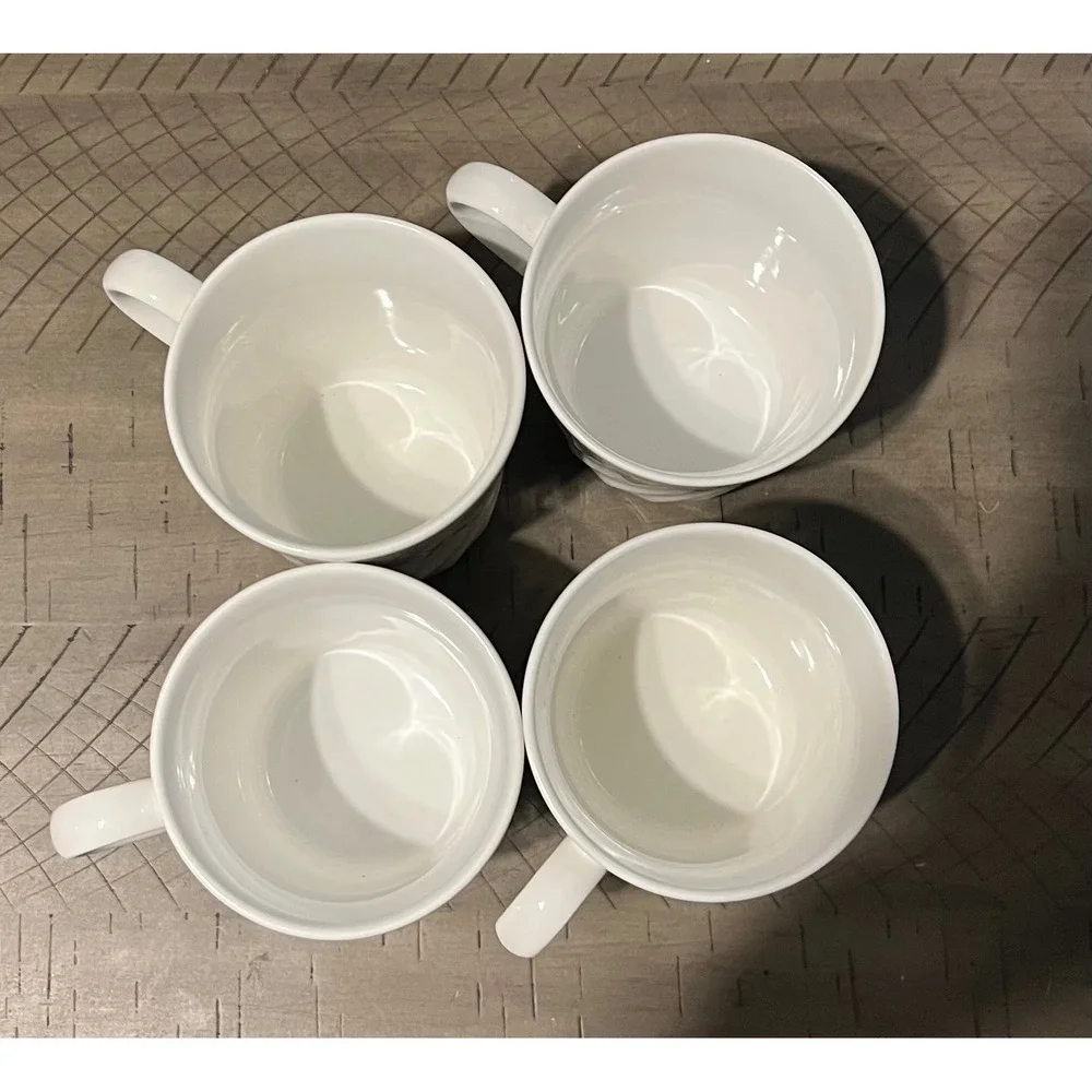 Vintage Corelle Callaway Ivy Stoneware Coffee Mugs Set 4 Scalloped Cottagecore
